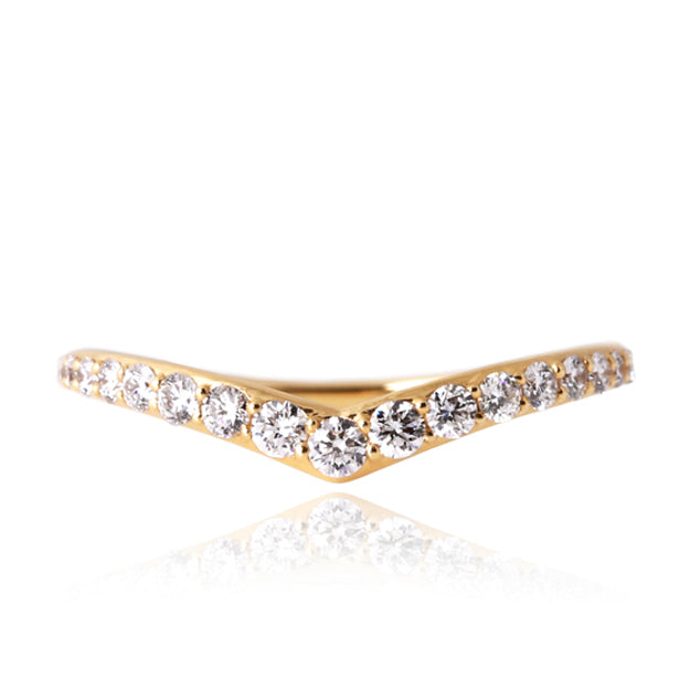 K18/Pt「アザレア V字 ハーフエタニティ」リング